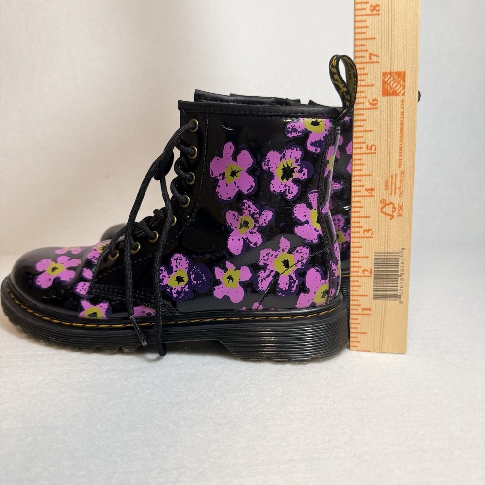 Dr. Martens 1460 J 8-Eye Patent Black Floral High Top Boot Youth Size US 4 - Picture 14 of 16